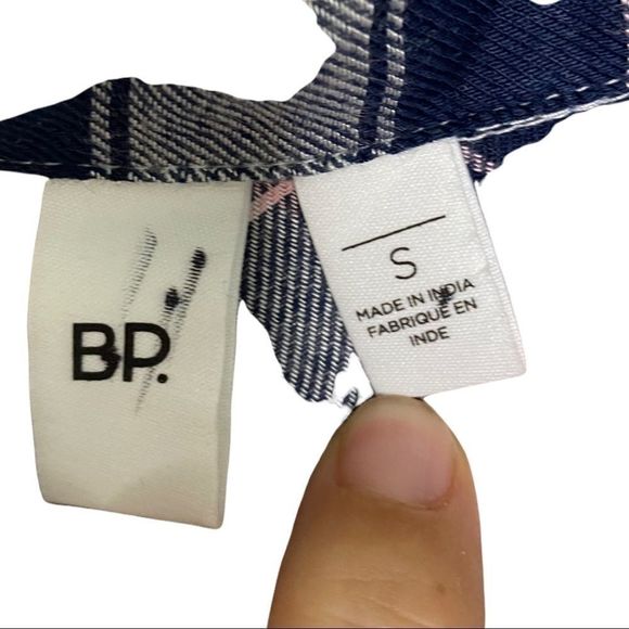 BP flannel long sleeve button front top blue pink - Picture 2 of 5